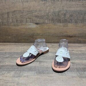 Jack Rogers White Leather Thong Sandals Women's Size 8